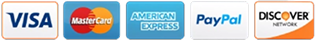 Visa, Mastercard, Amex, PayPal, Discover